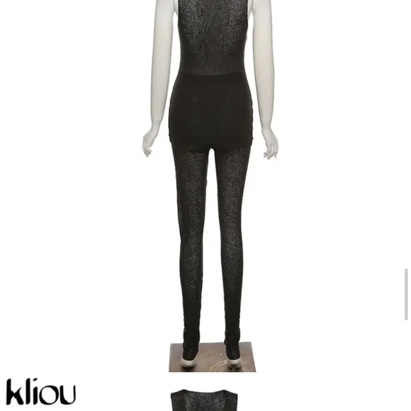 **NEVER WORN** womens fashion black two piece mesh pants set size medium - Picture 2 of 4